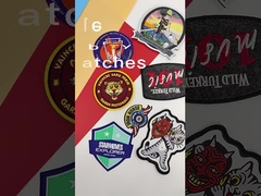 Kundenspezifische nette purpurrote Merrowed Grenze Logo Iron On Woven Patchs für Kinder