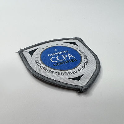 CCPA Logo Brown Merrow Border Iron auf Stickerei-Flecken-wasserdichtem kundenspezifischem gesponnenem Flecken