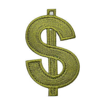 Kundenspezifisches Dollar-Stickerei-Flecken-Eisen auf freundlichen Flecken Merrow-Grenze-Eco