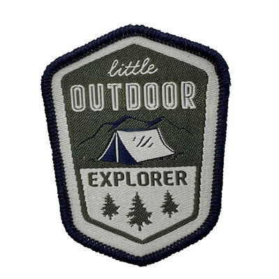 Kundenspezifische Erforschung Team Iron On Woven Patch mit Merrowed-Grenze