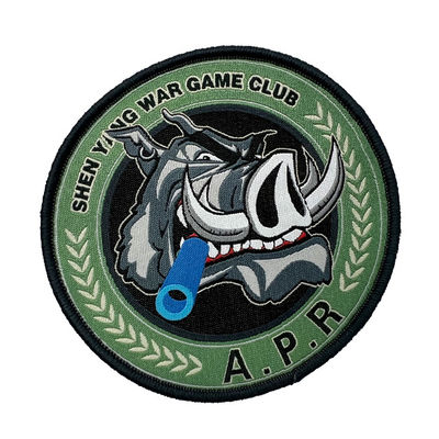 Großhandelsverein Logo Woven Patches Merrowed Border für Kleidung