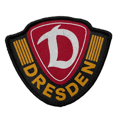Kundenspezifische Marke Logo Woven Washable Iron On bessert Merrowed-Grenzschulter-Ausweise aus