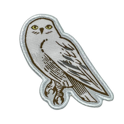 Kundenspezifische weiße Grenz-Kleidungs-waschbarer Flecken Owl Iron On Woven Patchs Merrowed