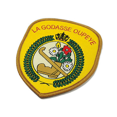 Nähen Sie auf Team Logo Patch Polyester Yarns Merrow-Rand-Flecken für Kappe