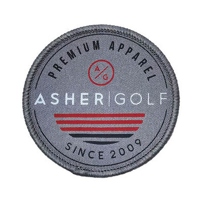 Nähen Sie auf Markennamen Logo Patches Twill/Segeltuchmaterial mit Merrow-Grenze