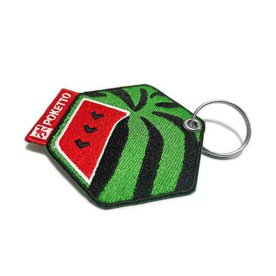 Personifiziertes gesticktes Keychains, Twill-Hintergrund Soem-Stickerei-Schlüsseluhrkette