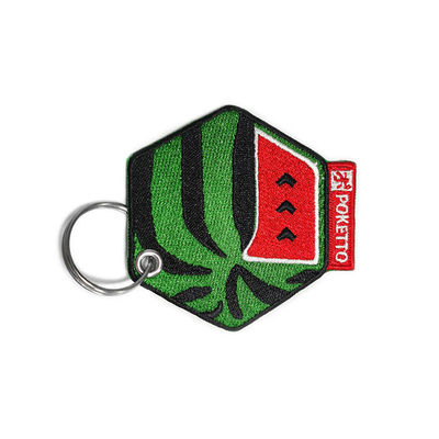 Personifiziertes gesticktes Keychains, Twill-Hintergrund Soem-Stickerei-Schlüsseluhrkette