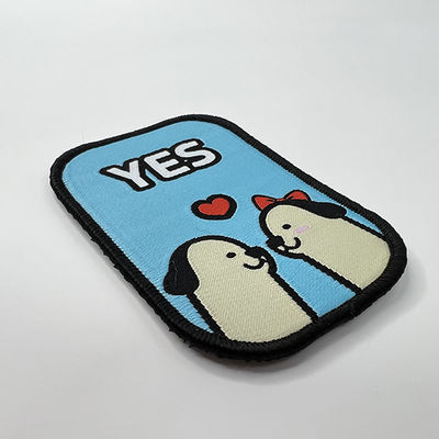 Pandone färbt Kleidungs-Taschen-kundenspezifische gesponnene Flecken-nette Hund-Merrow-Grenze
